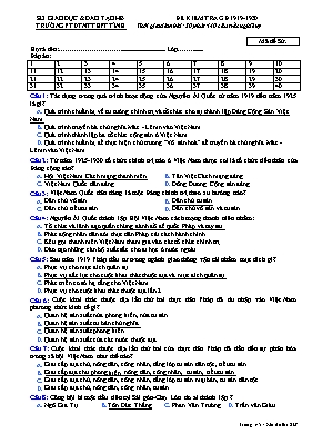Đề và đáp án trắc nghiệm kiểm tra Lịch sử lớp 12 - Sở GD & ĐT Hòa Bình